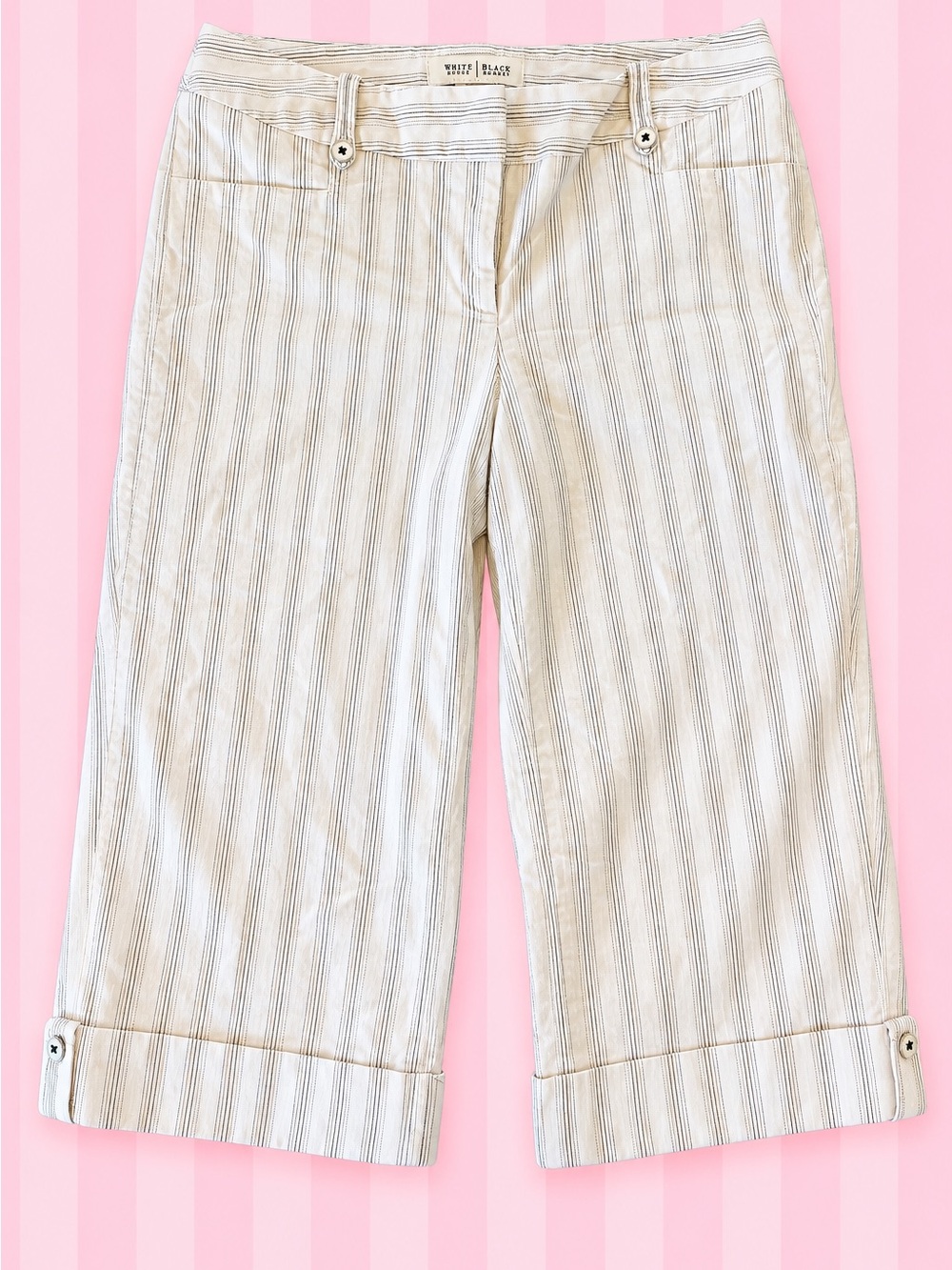 White House Black Market Pinstripe Capri Pants Y2K Office Siren Size 2